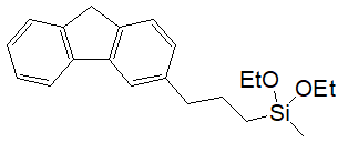 3-(3-(Diethoxymethylsilyl)propyl)fluorene (mixture of isomers) 구조식, C21H28O2Si