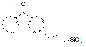 3-(3-(Trichlorosilyl)propyl)fluorenone (mixture of isomers) 구조식, C16H13Cl3OSi