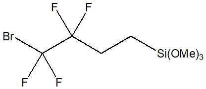 4-Bromo-3,3,4,4-tetrafluorobutyltrimethoxysilane 구조식, CAS 1823818-45-6, C7H13BrF4O3Si