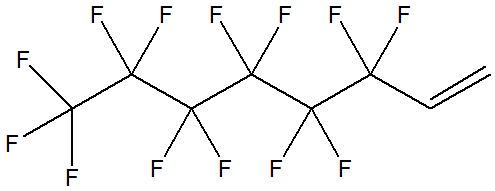 (Perfluorohexyl)ethylene 구조식, CAS 25291-17-2, C8H3F13