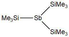 Tris(trimethylsilyl)antimony 구조식, CAS 7029-27-8, C9H27SbSi3