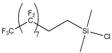 (Heptadecafluoro-1,1,2,2-tetrahydrodecyl)dimethylchlorosilane 구조식, CAS 74612-30-9, C12H10CLF17SI