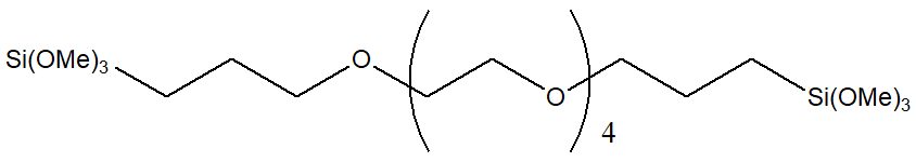 Bis[3-(trimethoxysilyl)propyl]polyethylene oxide (4 EO)(전도성소재 겔변환물질) 구조식, C20H46O11Si2