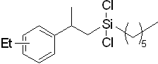 4,4-Dichloro-2-(ethylphenyl)-4-siladecane, 98% (mixture of isomers) 구조식, C17H28Cl2Si