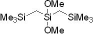 Bis[(trimethylsilyl)methyl]dimethoxysilane 구조식, CAS 133941-26-1, C10H28O2Si3