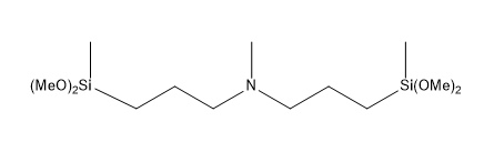Bis(methyldimethoxysilylpropyl)-N-methylamine 구조식, C13H33NO4Si2