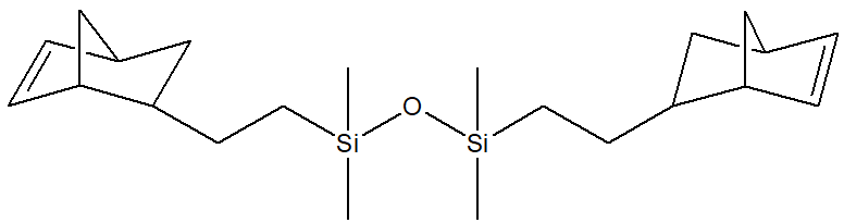 1,3-BIS[(BICYCLO[2.2.1]HEPT-2-ENYL)ETHYL]TETRAMETHYLDISILOXANE 구조식, CAS 198570-39-7, C22H38OSi2