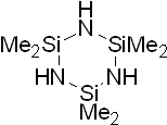 Hexamethylcyclotrisilazane 구조식, CAS 1009-93-4, C6H21N3Si3