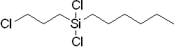 3-Chloropropylhexyldichlorosilane 구조식, C9H19Cl3Si