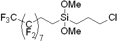 (Heptadecafluoro-1,1,2,2-tetrahydrodecyl)-3-chloropropyldimethoxysilane 구조식, C15H16ClF17O2Si