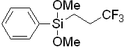 3,3,3-Trifluoropropylphenyldimethoxysilane 구조식, C11H15F3O2Si