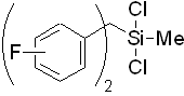 2,2-Dichloro-3,3-bis(fluorophenyl)-2-silapropane, 98% (mixture of isomers) 구조식, CAS 256377-01-2, C14H12Cl2F2Si