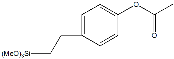 4-(2-(Trimethoxysilyl)ethyl)phenylacetate 구조식, CAS 325147-19-1, C13H20O5Si