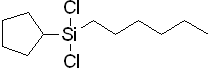n-Hexylcyclopentyldichlorosilane 구조식, C11H22Cl2Si