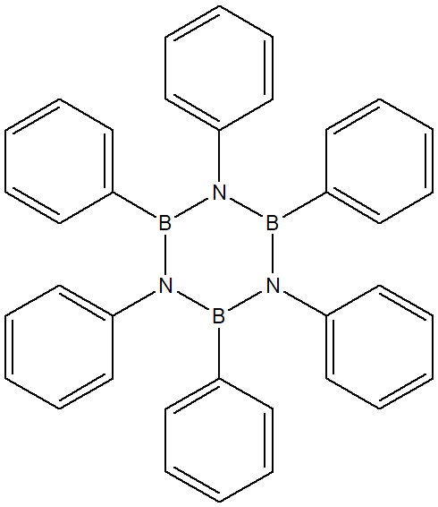 Hexaphenylborazine 구조식, C36H30B3N3