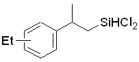 1,1-Dichloro-3-(ethylphenyl)-1-silabutane, 98% (mixture of isomers) 구조식, CAS 176112-81-5, C11H16Cl2Si