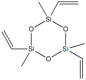 1,3,5-Trivinyl-1,3,5-trimethylcyclotrisiloxane 구조식, CAS 3901-77-7, C9H18O3Si3