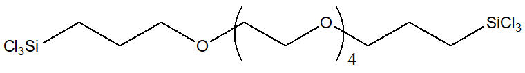 Bis[3-(trichlorosilyl)propyl]polyethylene oxide (4 EO)(전도성소재 겔변환물질) 구조식, C14H28Cl6O5Si2